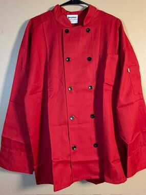 Uncommon Threads Moroccan 10 Black Button Twill Chef Coat Unisex Red